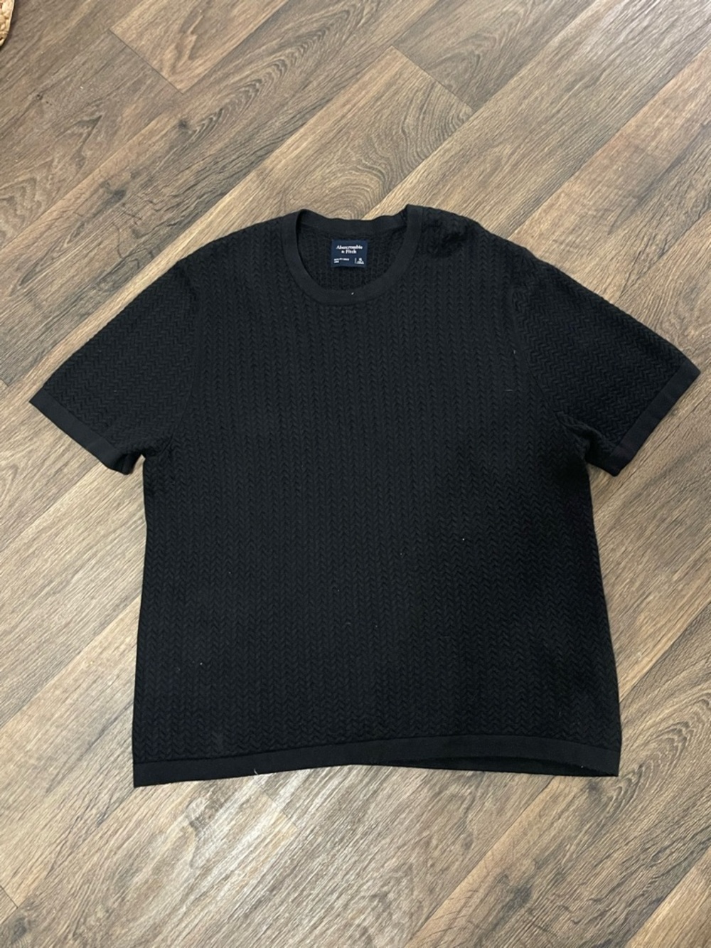 Abercrombie & Fitch Black Textured Short Sleeve Crew Tee